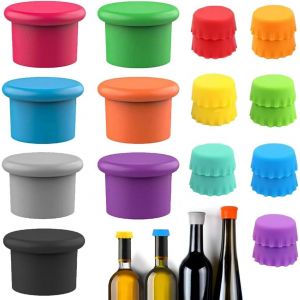 Checarzhn--No1-21 Pièces Bouchons De Bouteille Silicone De Couleur,Bouchon De Bouteille De Bière Réutilisable,Bouchons De Bouteille De Bière Colorés Pour Bouteilles De Bière,Vin,Champagne - Neuf