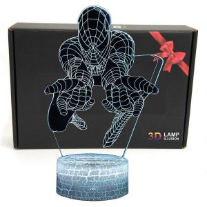 Lampe Led Superhero 3d - Illusion D'optique Veilleuse Intelligente Lampe De Table Avec Câble D'alimentation Usb 7 Couleurs (Spiderman) - Neuf