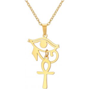 Kales-Ankh Croix Collier Pour Femmes Hommes Oeil Horus Pendentif Collier En Acier Inoxydable Ancien &Eacute;gyptien Bijoux Protection Cadeau Religieux - Neuf