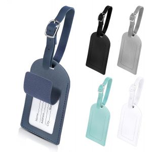 KALANKA-Lot de 5 Etiquette Valise PU cuir Bagage Peut être écrit Réglable étiquettes Valise Pour sac à dos Valise d'aviation (5) - Neuf