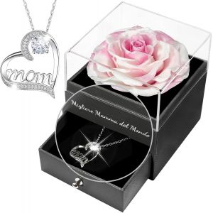 Cadeaux F&ecirc;te des M&egrave;res,Cadeaux Maman,Rose Eternelle F&ecirc;te des M&egrave;re,u201cMeilleure Maman du Mondeu201den Italien, Fleur Eternelle avec Bijoux, Cadeaux Anniversaire Maman - Neuf
