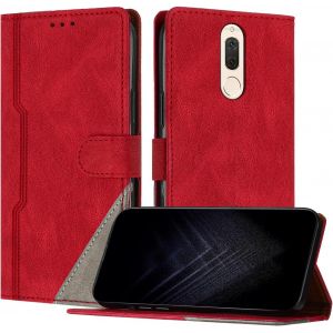 KAL-&Eacute;tui Pour Huawei Mate 10 Lite, Housse En Cuir Pu Avec [Protection Antichoc Tpu] [Fonction Support] [Porte-Cartes ] Antichoc Magn&eacute;tique Coque Pour Huawei Mate 10 Lite - Rouge - Neuf