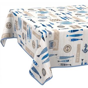 Sjzg-Tissu De Table, Textile, En Coton, Polyester, Lavable, Facile D'entretien, Ronde, Ovale, Rectangulaire, Maritime, 90 X 130 Cm, Avec Ourlet (Bord&eacute;) - Neuf