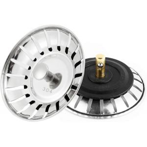 Jgd-2 Pi&egrave;ces Cr&eacute;pine D'&eacute;vier De Cuisine, Filtre &Eacute;vier Cuisine, 304 Bouchon Evier Cuisine Inoxydable, Bonde &Agrave; Panier Filtre Evier, Panier &Agrave; Tamis Pour &Eacute;vier, Pour Cuisine Et Salle De Bain Diam&egrave;tre 80m - Neuf