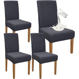 Eryi-Lot De 4 Housses De Chaise De Salle À Manger Imperméables De Qualité Supérieure, Chaise Amovible, Protection Pour Banquet, Cuisine, Fête, Gris - Neuf