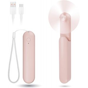 Mini Handheld Fan, Ventilateur Portable Silencieux Rechargeable à 3 Vitesses [12-24 Heures D'utilisation], Ventilateur de Poche USB Coulissant Pour Les Voyages, La Maison Et Le Rose - Neuf