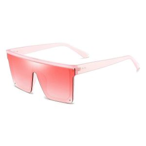 Lunettes de soleil carr&eacute;es surdimensionn&eacute;es pour femmes hommes mode plat haut grand cadre nuancesCadre rose transparent - Neuf