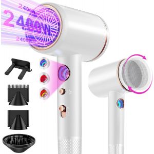 Seche Cheveux Ionique Professionnel Avec Moteur Ac 2400 W, Diffuseur De Cheveux 4 En 1, Bouton Chaud/Froid, 3 Niveaux De Chauffage, 3 Niveaux De Vitesse, Avec - Neuf