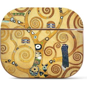 Compatible avec Arte Coque AirPods 3 Génération Etui Coque Rigide en Or Rose avec Porte-clés Arts Jaune Floral élégant (Gustav Klimt-Arbre de Vie) - Neuf