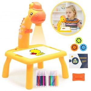 Planche A Dessin Effacable Coloree Avec Projection Musicale Et Eclairage Pour Enfants, Motif Girafe Jaune - Neuf