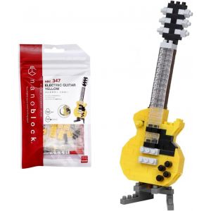 MDY-Bandai - Nanoblock - Guitare électrique jaune - Mini figurine en briques - Jeu de construction - Kit construction figurines instruments de musique guitare en pixel - NBC347 - Neuf