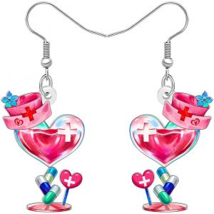 Kal-Boucles D'oreilles Pendantes En Acrylique En Forme De Coeur Pour Infirmi&egrave;re - Cadeau De Remise De Dipl&ocirc;me - Neuf