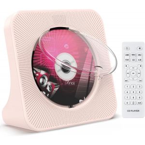 Lecteur Cd Bluetooth 5.0 Enfant De Bureau Avec Haut-Parleurs Intégrés, Télécommande, Cache-Poussière, Affichage, Radio Fm, Minuteur, Port Casque, Usb, Aux - Rose - Neuf