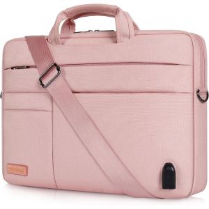 TIANYI-17 Pouces Grande Sacoche pour Ordinateur Portable Housse Sac avec Port de Chargeur USB Externe Sacoche Bandoulière pour 17-17.3"" Notebook/Dell/Lenovo/HP/ASUS, Rose 1 - Neuf