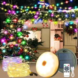 Jgd-Cha&icirc;ne Lumineuse De Camping Enroulable, Lumi&egrave;re De Camping Solaire Ext&eacute;rieure De 10 M, Recharge Usb, Lumi&egrave;re De Camping &Eacute;tanche Ip65, Lumi&egrave;re De Camping Portable, Guirlande Lumineuse Rgbw - Neuf