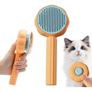 Jgd-Autonettoyante Poils Pour Chiens De Petite, Brosse Autonettoyante, Brosse Chat Poil Long, Dog Brush Brosse Pour Chat,Convient Pour Les Cheveux Courts, Longs, Boucl&eacute;s (Orange) - Neuf