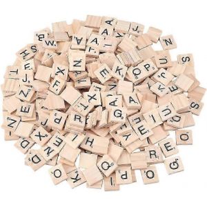 300Pcs Lettre Tuiles Scrabble Lettres 18X19mm Lettre d'orthographe en bois A-Z Lettres Tuile Scrabble Jeu de mots crois&eacute;s Alphabet Outils d'apprentissage pour l'artisanat Spelli - Neuf