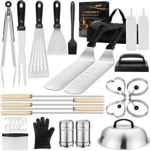 Ulteronixshop-Kit d'accessoires pour plaque de cuisson,30 pi&egrave;ces,Pour barbecue en pierre noire et Camp Chef,Avec racloir, spatule, pince, anneau &agrave; ?ufs, les f&ecirc;tes,Teppanyaki et le barbecue &agrave; gaz - Neuf