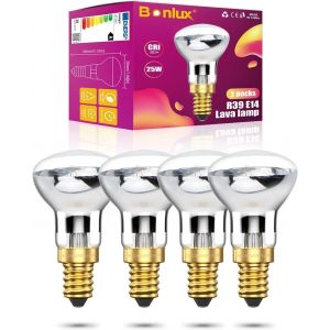 Kalanka-R39 E14 Lampes De Lave R&eacute;flecteur Ampoules Spot Lumi&egrave;res 25w Dimmable Edison Vis Base Ses Ampoules Blanc Chaud 2400-2600k 360 Degr&eacute; Angle De Faisceau 240v 4pcs - Neuf