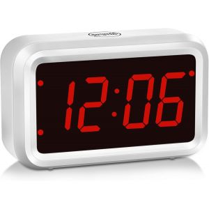 LED Horloge num&eacute;rique aliment&eacute; par Batterie, r&eacute;veil de Chambre &agrave; Coucher, Affichage LED/LCD commutable, Deux Niveaux de luminosit&eacute; LED, 12/24 Heures, Snooze - Neuf