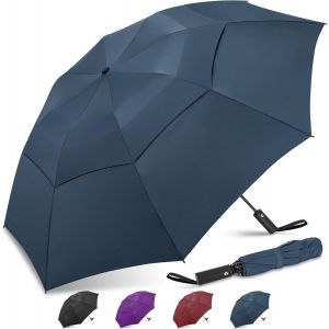 Large Compact Parapluie De Golf 54/62 Pouces,Parapluie R&eacute;Sistant Au Vent Parapluie Pliant Portable pour Le Voyage &agrave; Double Canop&eacute;E Ventil&eacute;E pour Hommes Femmes - Neuf