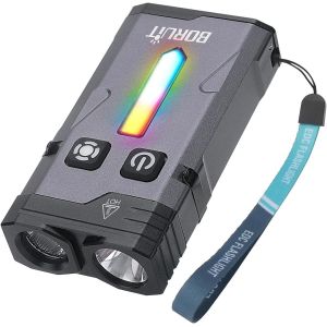 Ev10 Lampe Torche Led Rechargeable Usb C, 1100lm Mini Lampe De Poche Enfant Avec Projecteur, Lumi&egrave;re Diffuse, Feu Lat&eacute;ral Rgb, Clip Aimants Porte-Cl&eacute;s, 40 Modes Ip66 &Eacute;tanche Edc Flashlight - Neuf