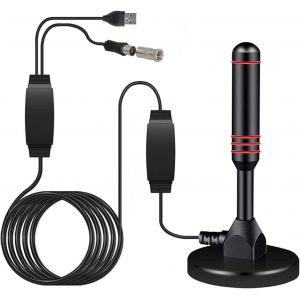 Antenne Tige Num&eacute;rique, Antenne TV Portable avec Base magn&eacute;tique, Antenne TV Puissante DVB-T, DVB-T2, DTMB avec C&acirc;ble de 5 m&egrave;tres, Grande Puissance de R&eacute;ception Gain de 30 dBi - Neuf