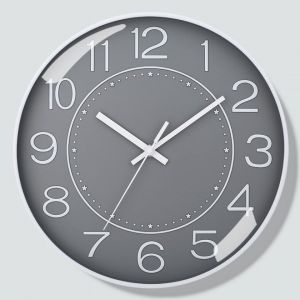 Horloge murale silencieuse de 8 pouces - fond gris avec des caractères blancs, horloge murale de salon à la mode, horloge à quartz silencieuse simple pour la maison - Neuf