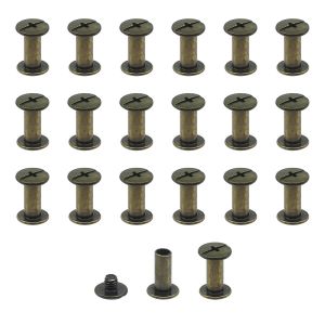 Lot de 20 vis Chicago M5x12mm Chicago Vis de reliure Chicago Rivet à clous en métal Vis Chicago à tête cruciforme pour ceinture en cuir Bricolage Livre de scrapbooking-couleur bronze - Neuf