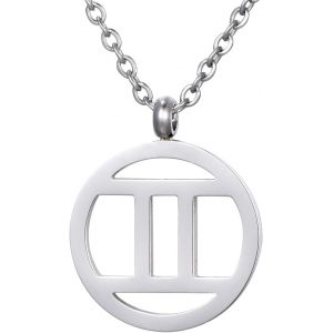 Kal-Collier Pour Femmes En Acier Inoxydable Argent Avec Pendentif Signe Du Zodiaque Dans Petit Sac - Neuf