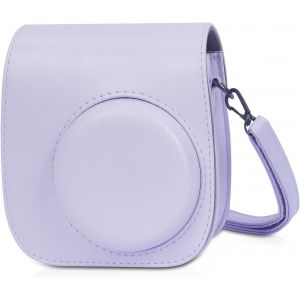 Cam&eacute;ra Housse Compatible avec Appareil Photo Instantan&eacute;s Instax Mini 12/11,Pochette Cam&eacute;ra Sacoche Rangement Protection Cuir PU Lisse avec Bandouli&egrave;re et Poche Int&eacute;gr&eacute;e (Violet Lilas) - Neuf