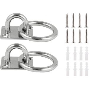 2 Pcs M8 Plaque Oeillet Avec Anneau En 304 Acier Inoxydable Crochet De Plafond R&eacute;sistant Crochets De Fixation Muraux De Capacit&eacute; 180kg Pour Sac De Sable Balan&ccedil;oires De Yoga Accessoires De Bateau - Neuf