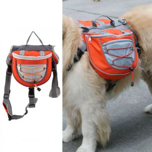 Hjlian Sac A Dos Pour Chien De Compagnie, Voyage, Camping, Randonnee, Plein Air, Sacoche De Selle, Harnais, Sac A Dos (Orange M) - Neuf