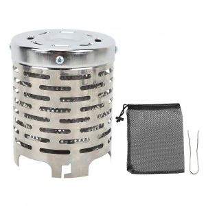 Camping Mini Heater Cover Portable Tente De Camping En Acier Inoxydable Housse Chauffante Avec Poign&eacute;e Sac En Maille Pour La Randonn&eacute;e Voyager Argent - Neuf