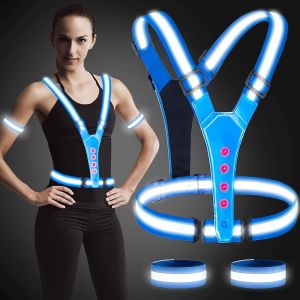 Gilet Réfléchissant À Led,Gilet De Sécurité Réfléchissant À Led Haute Visibilité,Feux De Circulation Pour Les Coureurs - Neuf