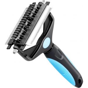 Fchhk-Brosse De Toilettage Pour Chiens Et Chats, 3 En 1 Râteaux De Démêlage À Double Face Avec Dents 17+9, Peignes De Démêlage À Sous-Poil Et Peignes De Toilettage, Élimine N?uds Et Poils Morts, Azul - Neuf