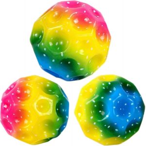 3pcs Boules spatiales arc-en-ciel, Boule rebondissante extr&ecirc;me et sons pop Meteor Space Ball, Boule de Lune, Pop Bouncing Spaceball pour enfants Cadeau - Neuf