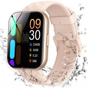 ChenQuanSarl-Montre Connect&eacute;e Femme Avec 5Atm &Eacute;tanche, Montre Sport Pour Natation, 1,8"" Hd Smartwatch Avec 100+ Sportifs, Sommeil, Fr&eacute;quence Cardiaque, Montre Connectee Pour Android & Iphone, Or Rose - Neuf