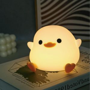 Veilleuse Enfant En Forme De Petit Canard En Silicone, Rechargeable/Tactile/Minuterie, Veilleuse B&eacute;b&eacute; Avec Lumi&egrave;re Douce R&eacute;glable, Lampe De Chevet Enfant Favorisant Le Sommeil - Neuf