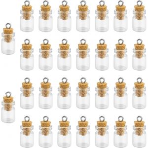 Mevronisshop-Mini Bouteille Verre 30 Pièces, Petit Pot En Verre Avec Bouchon, 0.8 Ml Fiole En Verre Incassable, Utilisé Comme Collier Pendentif, Flacon Parfum, Flacon Message - Neuf