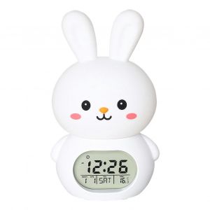 Veilleuse Lapin Pour Chambre D'enfant Avec Minuteur Numerique Tactile, Modele Rechargeable Blanc, Outil De Gestion Du Temps - Neuf
