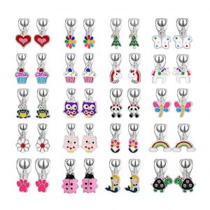 20 Paires Mignons Animaux Coeur M&eacute;lang&eacute; Fleurs Daisy Boucles D'oreilles Clip-On Boucles D'oreilles Ensemble - Neuf