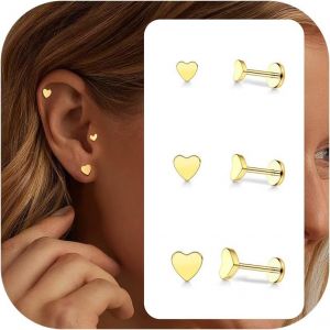 Kal-Boucles D'oreilles Femme Or Boucle D'oreille Acier Inoxydable - Piercing Oreille Boucle D'oreille Acier Chirurgical Piercing Tragus Helix Conch Or Boucles D'oreilles Femme 20g 18g 16g - Neuf