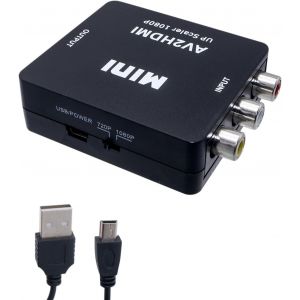 Chenquansarl-Adaptateur Rca Vers Hdmi, Convertisseur Av En Hdmi 1080p Supporte Pal/Ntsc Vidéo Audio Composite Cvbs Convertisseur Pour Wii N64 Ps2 Ps3 Pc Xbox Tv Stb Snes Vhs Dvd Vcr Avec Usb Câble No - Neuf