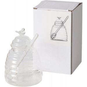 KAL-Bocal De Conservation Honey -En Verre -Couleur : Transparent -Hauteur : 14,5 Cm -Diam&egrave;tre : 10 Cm -Capacit&eacute; : 500 Ml -Rond -Avec Couvercle -Fait &Agrave; La Main -2054344 - Neuf