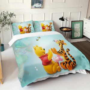 Parure De Lit Winnie L'ourson Avec Housse De Couette Et Taie D'oreiller 3d Pour Enfant, Universelle Et Adaptée Aux Enfants - Neuf