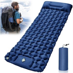 Letnerny-Matelas Gonflable, Matelas De Camping, Tapis De Couchage Ultral&eacute;ger Avec Pompe &Agrave; Pied Et Oreiller, Matelas Gonflable R&eacute;sistant &Agrave; L'eau Pour Camping, Voyage, Plage, Tente, Sac De Couchage - Neuf