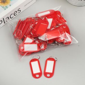 Lot De 50 Porte-Clés Rouges En Plastique, 4,7 X 2 Cm, Avec Étiquette Inscriptible, Pour Bagages, École Et Maison-Générique - Neuf