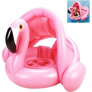 Bouée De Natation Pour Bébé, Bouée Bébé Avec Toit, Bouée Flamant Rose, Bouée Piscine Bébé, Bouée Siège Bébé Gonflable, Bouée Bateau Bébé Réglable, Flotteur Bébé De 6 Mois À 48 Mois - Neuf