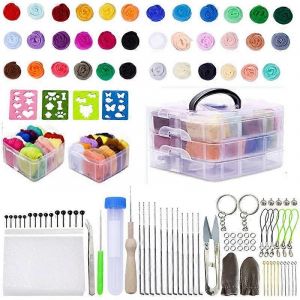 Feutre de laine feutre aiguille kit ensemble 36 couleurs cadeau outil mèche matériel complet Pcs outil 109 fibre démarreur fait à la main bricolage laine feutre poke et poke matériel - Neuf